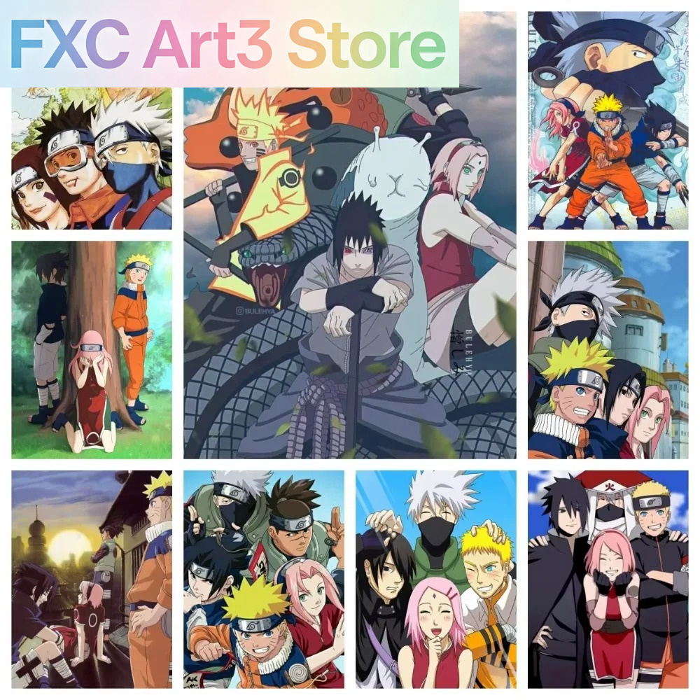 Embroidery Motif - Bezramkowy 1-częściowy obraz diamentowy Naruto Klasa