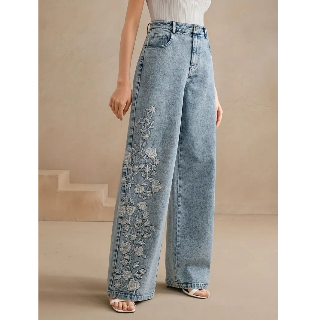 Embroidery Jeans - Spodnie Y2K Nowy Trend 2025 Jeansy
