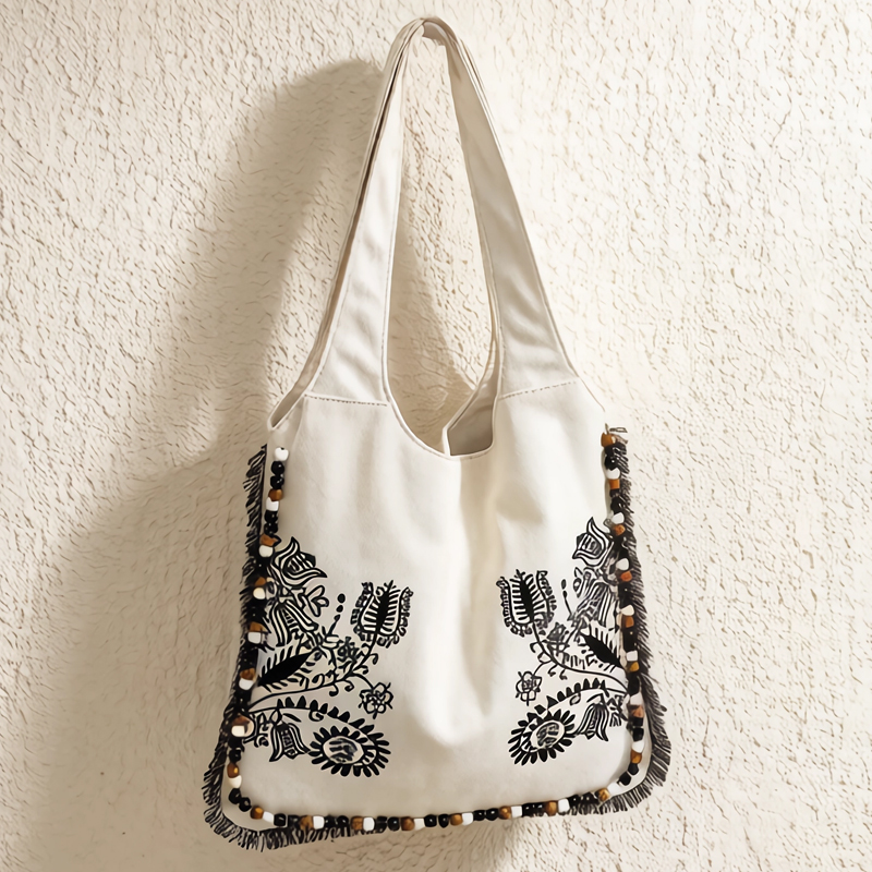 Embroidery Design Patterns Flowers - Bohemianowe płócienne torby typu tote dla