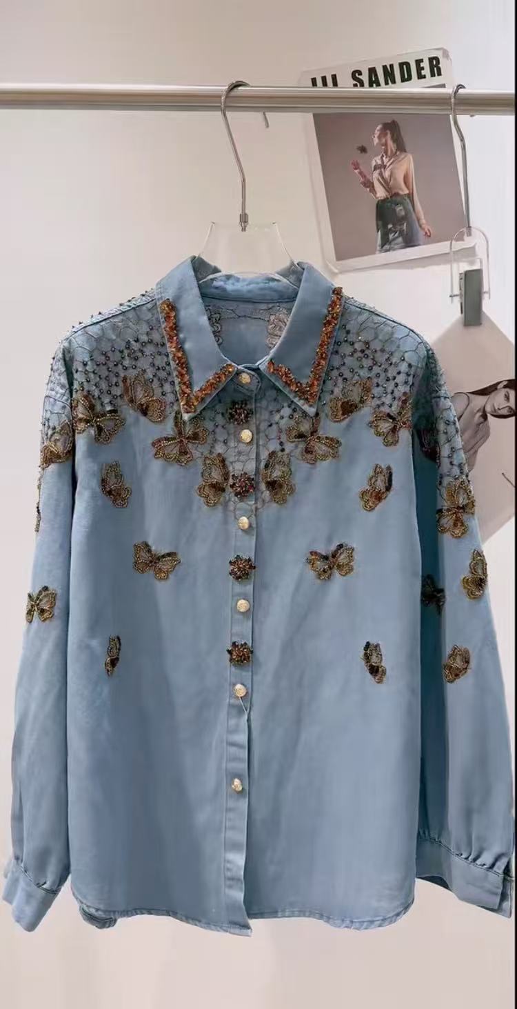 Embroidery Jeans - Luksusowa kurtka dżinsowa damska w stylu