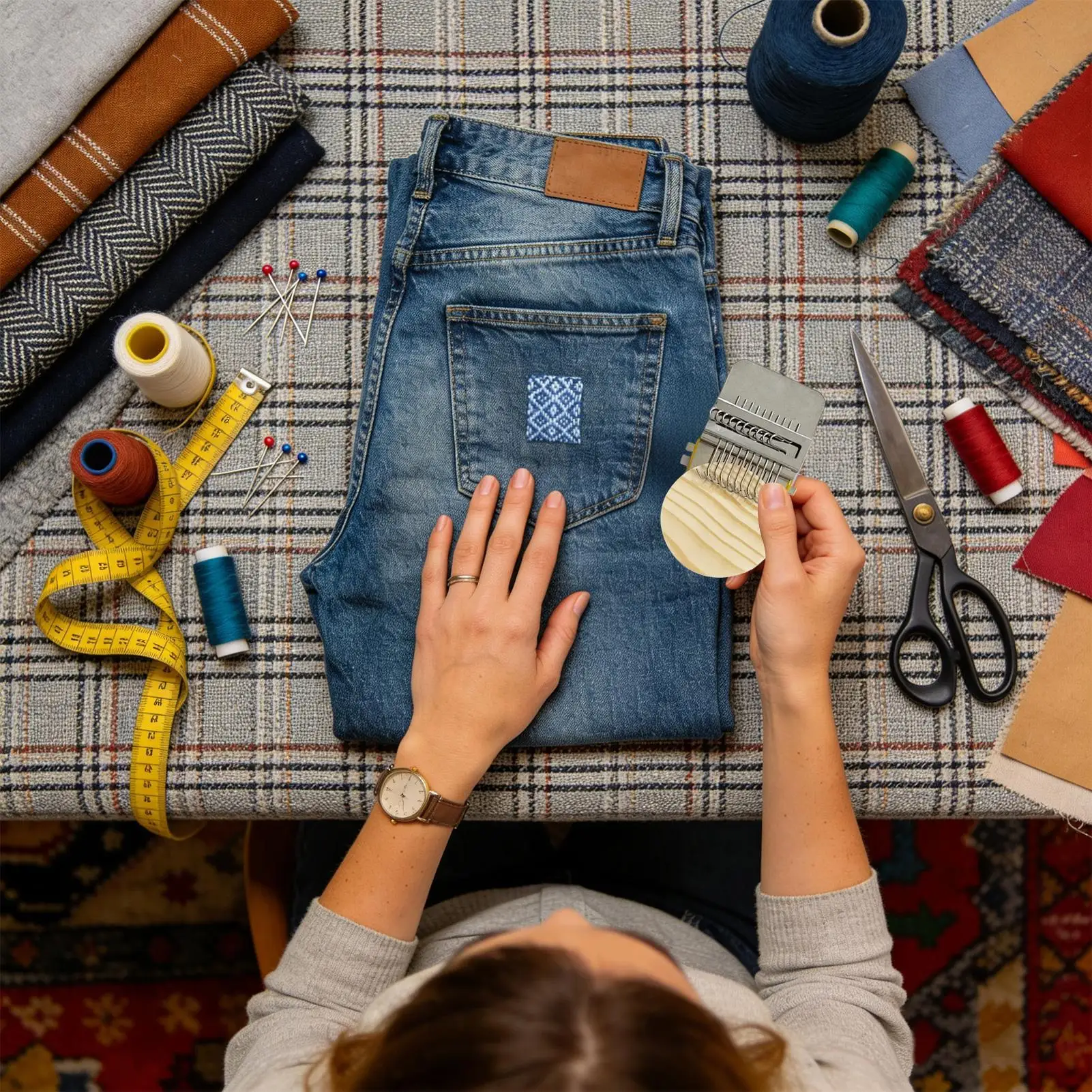 Zestaw do szycia i łatania, na – Embroidery Jeans recenzja i cena