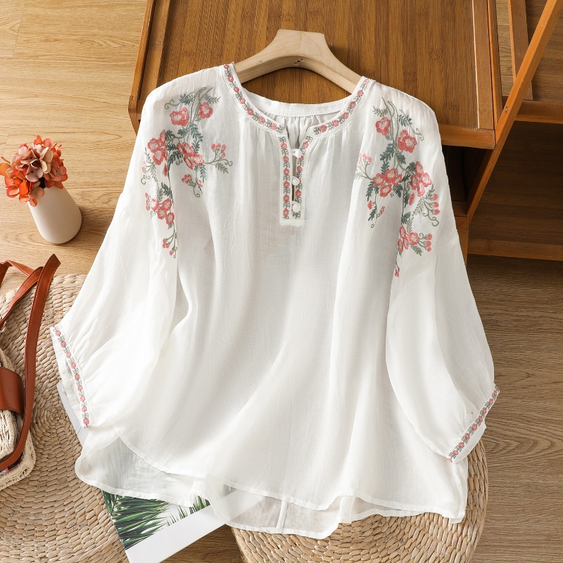 Damskie bluzki w stylu chiński – Embroidery Uniforms recenzja i cena
