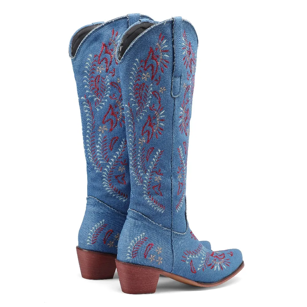Niebieskie dżinsy Western Cowg – Embroidery Jeans recenzja i cena